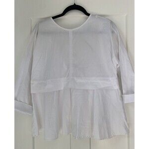 Riva White‎ Blouse Zip Back Size Small